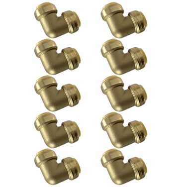 XFITTING 10 Pieces 1 Push Fit Elbow to NSF ANSI61 Brass Plumbing Fitting for Copper Pex CPVC 10 Packs