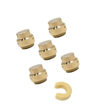 EFIELD Pack of 5 12 Inch Plug End Cap PushFit Fitting to Connect Pex Copper CPVC with a Disconnect ClipPF1435PCS