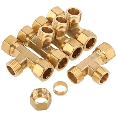 LTWFITTING Brass 58Inch OD x 58Inch OD x 12Inch Male NPT Compression Branch Tee FittingPack of 5