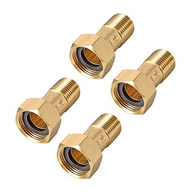 uxcell Brass Pipe Fitting Hex Nipple G12 Male x G34 Female Threaded Connector Water Meter Coupling 53mm Length 4Pcs