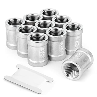TAISHER 10PCS 304 Stainless Steel Cast Pipe Fitting Coupling 34 NPT Female x 34 NPT Female Threaded