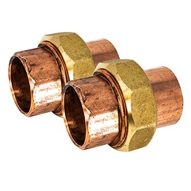 PROCURU 2Pack 114 Inch Copper Union CxC Sweat Connection Made in USA Safe for Drinking Water CWUN01252P