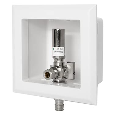 EFIELD Pex Dishwasher Outlet Box 12Inch Pex F1960 Expansion Fitting Connection with Installed 14Turn Ball Valve White Copper Hammer ArrestorDW008