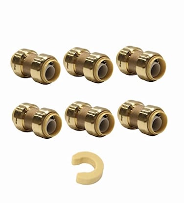 EFIELD Pack of 6 PushFit Fittings 12 Inch Straight Coupling to Connect Pex Copper CPVC Free Clip ToolPF0036PCS