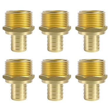 SUNGATOR 6Pack PEX 1 x 1 NPT Male Threaded Adapter Crimp Fitting No Lead Brass