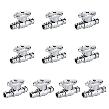 EFIELD 14 Turn Straight Stop Valve PexA Cold Expansion 12 Pex X 12 Chrome Plated ASTM F1960VALVE11110PCS
