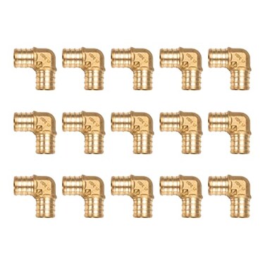 WMAXPFIT15 Pack 34 Inch PEX 90 Degree Elbow F1807 LF Brass crimp fitting for PEXb pipe