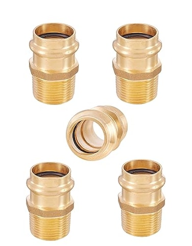 EFIELD Pack of 5 Copper Press Adapter Fittings1Inch Copper Press x 1inch Male NPT Brass Adapter 5 1inchPEX18073515PCS