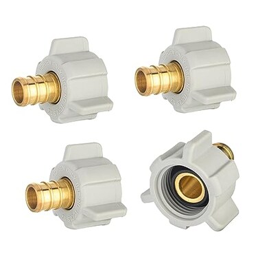 EFIELD 4Pack 12 Pex X 12 Female NPT Swivel Adapter Brass Barb Crimp Brass Fittings ASTM F1807PEX18072024PCS