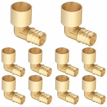 Lidertik 10 Pack Copper to Pex Fittings 34 inch Elbow 34 Pex B F1807 x 34 Female Sweat Elbow Adapter Brass LIAPXFSE343410 Pieces