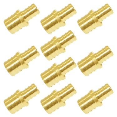 Hooshing 10PCS PEX Fittings 34 to 12 Reducing Coupling Solid Brass Barb Crimp For PEX B Pipe Hose Fittings