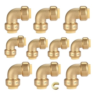 GUOFIS 34 90Degree Pushfit Elbow10 Pack Pushfit Elbows with 1 Pack Disconnect Clip PushtoConnect Plumbing Fittings for PEX Copper CPVC