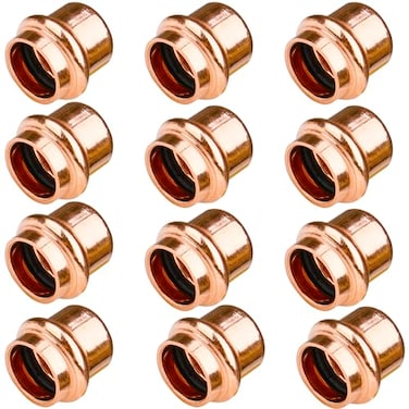 WHK 12 Pack 12 Inch Pro press Copper End Cap Pro Press 12 Cooper End Plug Press Fittings Copper Pipe End CapLeadFree