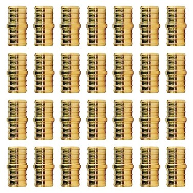 WiseWater 28 Pcs PEX Fittings 34 Inch 34 inch Straight Coupling Brass Fittings Barb Crimp PEX Pipe Fitting for PEX Pipe Plumbing Projects Pack of 28