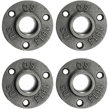 AGUTEA 1 Inch Cast Iron Floor Flange Heavy Duty Black Pipe Fittings for Industrial Decor Pipe RacksPipe Connections 4 Pack