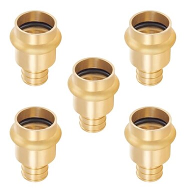 GUOFIS 34Inch PEX Copper Press Fittings34 Press X 34 PEX Crimp Coupling Adapter for Copper and Pex Pipe Connection5PackLF Brass MaterialPEX18073465Pack