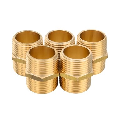 EFIELD Pack of 5 Brass Pipe Fitting 1x 1 Male NPT Hex Nipple Stragiht Adapters For Copper Brass or Iron Pipe Connection 5 1 inchNPT0155PCS