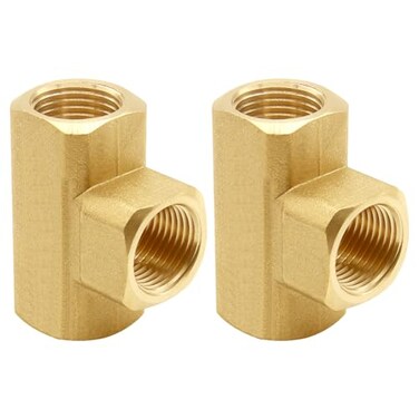 Uenede 2PCS 38 Inch Brass Tee Pipe Fitting 38 NPT Female Thread 3way Adapters for WaterOilGas