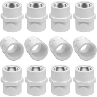 YSIL 34 Inch PVC Pipe Fitting Coupling Connector Union Adapter Silp Socket x NPT Female Threadfor 34 Inch Schedule 40 PVC Pipe White12 Pack