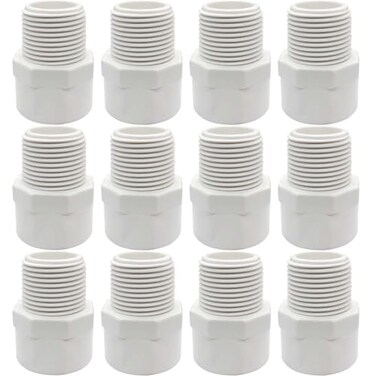 YSIL 1 NPT Male Thread x Slip Socket PVC Pipe Fitting Adapter Connector Union Coupling for 1 Inch SCH40 PVC Pipe White 12 Pack