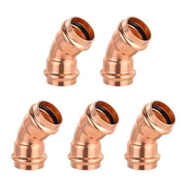 EFIELD Pack of 5 1 x 1 Copper Press Fit 45 Degree Elbow Fittings For Copper Tube Connection LBP DesignPRESS008