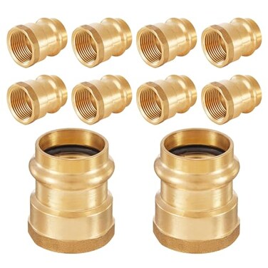 HeSun 10Pack Copper Press Fitting Adapter34 Press X 34 Female NPT Adapter LF BrassPEX1807356