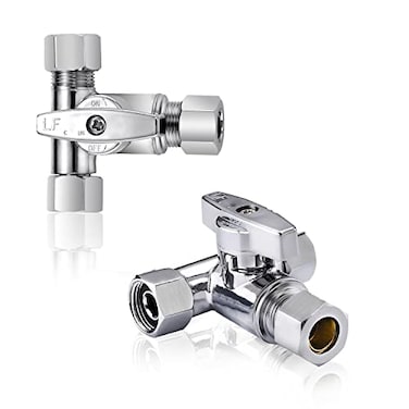 Pronese LeadFree Brass 2Pcs ChromePlated AddATee 3Way38 Inch x 38 Inch x 14 Inch Angle Stop Valve For Reverse Osmosis Water FiltersIce MakerRefrigerator