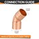 HeSun 10Pack Copper Fittings 12Inch 45Degree Copper Elbow C x C with Sweat Solder Connection