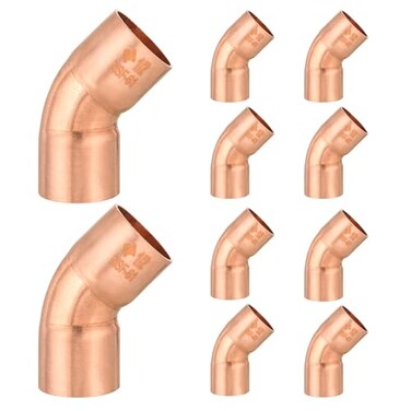 HeSun 10Pack Copper Fittings 12Inch 45Degree Copper Elbow C x C with Sweat Solder Connection