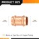 HeSun 5Pack Copper Press Coupling with Stop 1 x 1 Copper Pressure Fittings P x P for Copper Tube Connection