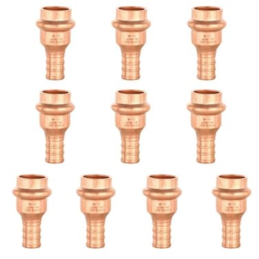 GUOFIS 10Pack Copper Press Fittings 12 inch Press X 12 inch PEX Crimp Coupling Adapter for Copper TubePEX Pipe Connection with StopPRESS012