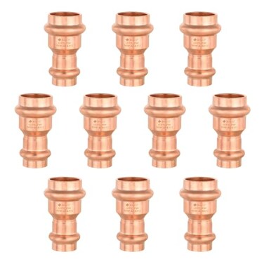 GUOFIS 10Pack Copper Press Coupling34 x 12 Reduce Coupler Fittings for Copper Tube Connection with Stop