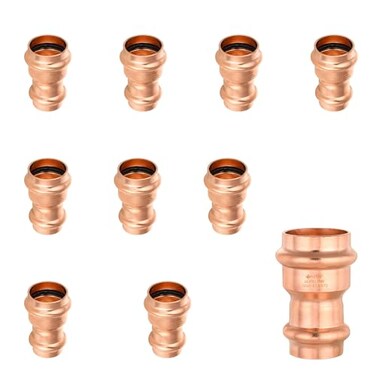EFIELD Pack of 10 1 x 34 Copper Press Fit Coupling Fittings With Stop For Copper Tube Connection LBP DesignPRESS003