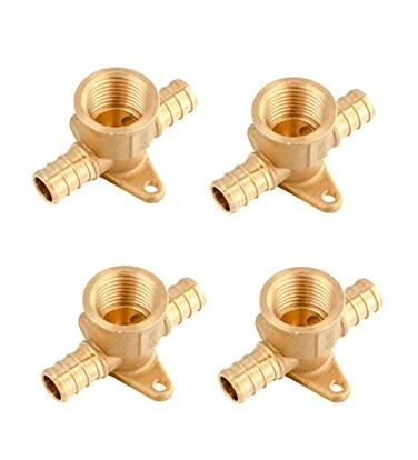 EFIELD 4Pack 12 Pex x 12 Pex x 12 Female NPT Dropear Tee Barb Crimp Pex Brass Fitting ASTM F1807PEX1807250
