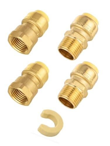 EFIELD Pack of 4 Push fit 12 Inch MaleFemale NPT Adapter Brass Fittings Push to Connect Pex Copper CPVC with a Disconnect ToolPF189