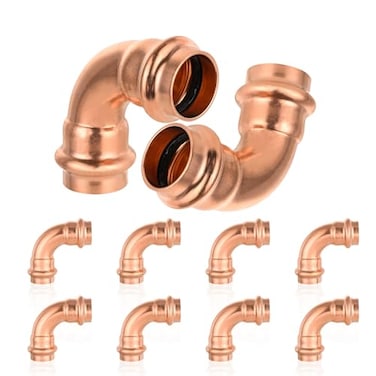 HeSun 10Pack 34 x 34 Copper Press Elbow90 Degree P x P Pressure Fittings for Copper Tube ConnectionPRESS005