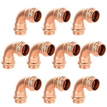 GUOFIS 10Pack Copper Press Elbow34 x 34 90 Elbow Fittings for Copper Tube Connection with StopPRESS005