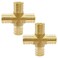 Uenede 2PCS LF Brass 34 Inch PEX 4 Way Cross Coupling Barb Crimp Pipe Tube Fitting