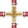 Uenede 2PCS LF Brass 34 Inch PEX 4 Way Cross Coupling Barb Crimp Pipe Tube Fitting