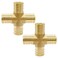 Uenede 2PCS LF Brass 34 Inch PEX 4 Way Cross Coupling Barb Crimp Pipe Tube Fitting