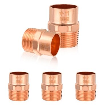 HeSun 5Pack Copper Fittings 1Inch Copper Male Adapter C x MNPT with Sweat Solder Connection