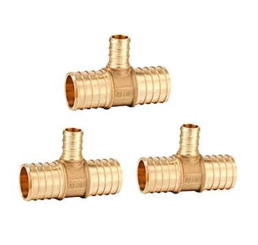 EFIELD Pack of 3 Efield 1 x1X 12 Pex Reducing Tee Brass Barb Crimp Fittings ASTM F1807PEX18070863PCS