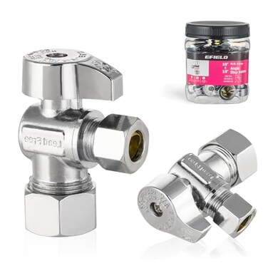 EFIELD Pro 8Pack Angle Stop Valve 12 Nominal 58 OD Compression x 38 OD 14Turn Heavyduty Chrome Plated LF BrassVALVE371