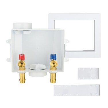 EFIELD Washing Machine Outlet Box 12inch Copper Press Inlet with Center Drain WhiteWM055