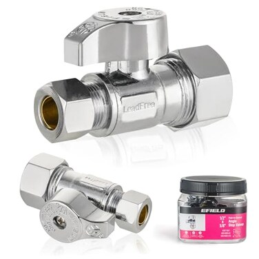 EFIELD Pro 4Pack Straight Stop Valve 12 Nominal 58 OD Compression x 38 OD 14Turn Heavy Duty Chrome Plated LF BrassVALVE372