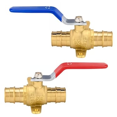 HeSun 2 PCs 34 Inch PEX A Expansion Ball Valve with Drop EarBrass Shut Off Valve Fit PEX A Expansion Pipe ASTM F1960 RedBlue