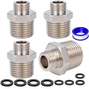 YullSorom Brass Pipe Fittings Water Hose AdapterG 12 Male to 38 Male Reducer AdapterCompression Fitting for Kitchen Bathroom Faucet Supply Hose Stop Valve Adapter Pipe Connector 4pcs