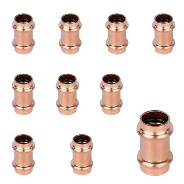 EFIELD Pack of 10 12 x 12 Copper Press Fit Coupling Fittings No Stop Pro 10 PackPRESS025
