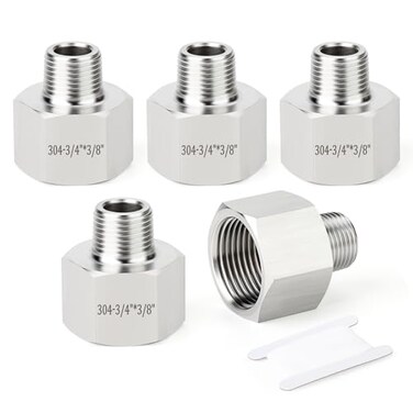 TAISHER 5PCS 304 Stainless Steel Pipe Fitting Reducer Adapter 38 NPT Male x 34 NPT Female