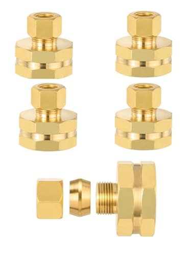 EFIELD Pack of 5 38 OD Compression x 34 FHT Garden Hose Threaded Female Brass AdapterLF BrassHOSE033